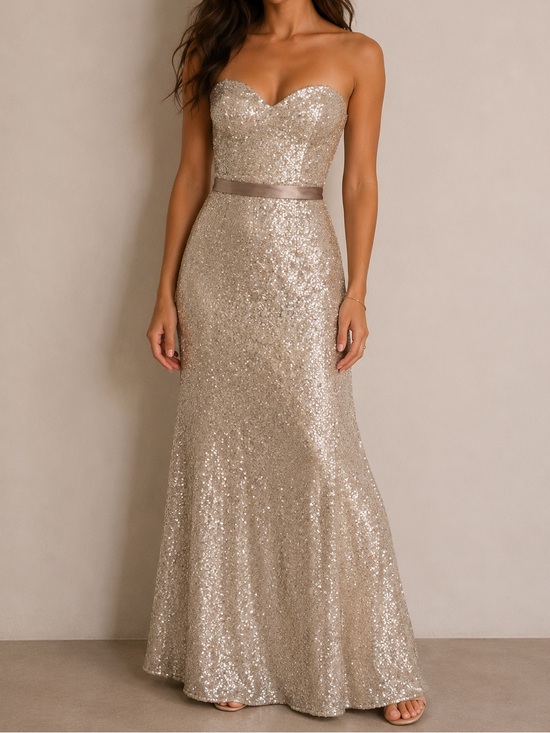 Allure Bridals Dresses & Skirts - Allure Bridals Sequined Column Champagne Sheath Dress 12 large